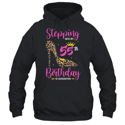 Stepping Into My 55th Birthday Quarantine Leopard-T-Shirt & Tank Top-Pullover Hoodie-Black