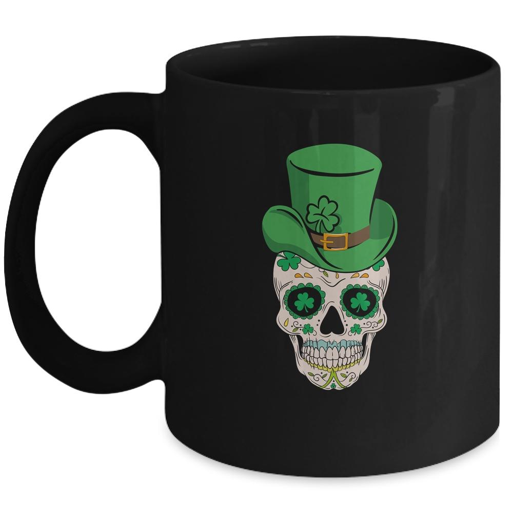 Sugar Skull Saint Patricks Day Of Dead Mug-Coffee Mug-Mug-Black
