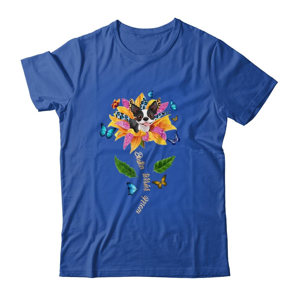 Sunflower Boston Terrier Mom Dog Lover Mothers Day-T-Shirt & Tank Top-Classic T-Shirt-Royal