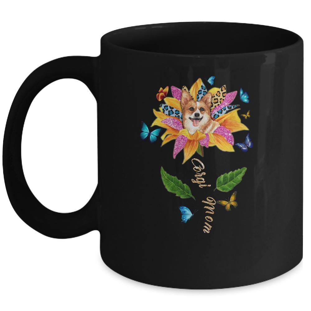 Sunflower Corgi Mom Dog Lover Mothers Day Mug-Coffee Mug-Mug-Black