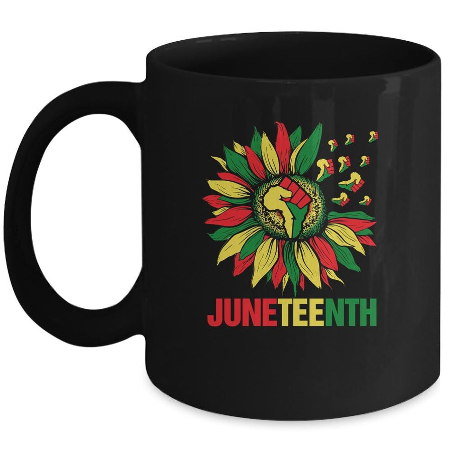 Sunflower Fist Juneteenth Black History African American Mug-Coffee Mug-Mug-Black