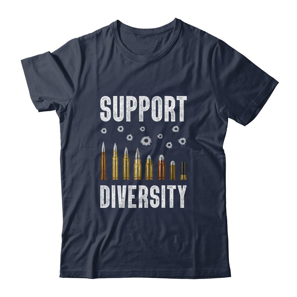 Support Diversity Gun Bullets Veteran Soldier Vintage-T-Shirt & Hoodie-Classic T-Shirt-Navy