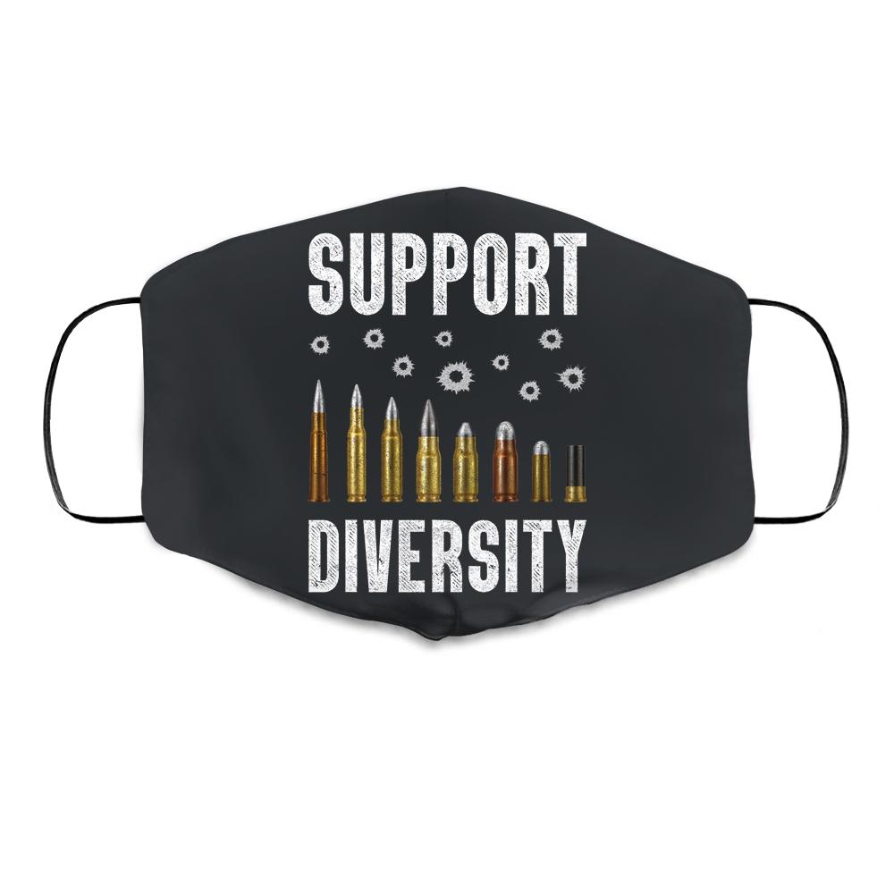 Support Diversity Gun Bullets Veteran Soldier Vintage Cloth Face Mask-Cloth Face Mask-Cloth Face Mask-Black