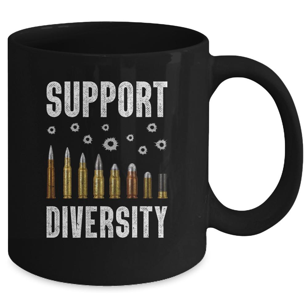 Support Diversity Gun Bullets Veteran Soldier Vintage Mug-Coffee Mug-