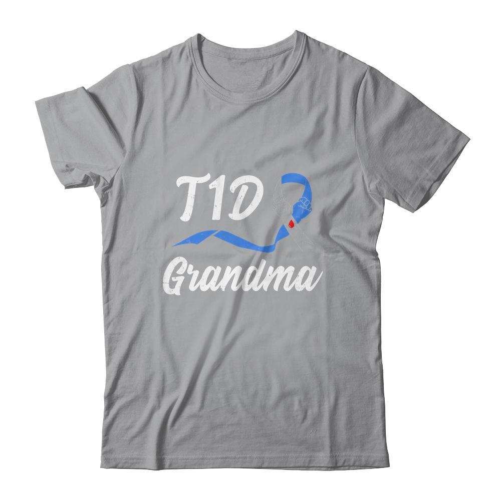 T1D Grandma Type 1 Diabetes Awareness Gift-T-Shirt & Hoodie-Classic T-Shirt-Sport Grey
