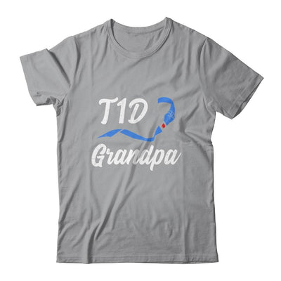 T1D Grandpa Type 1 Diabetes Awareness Gift-T-Shirt & Hoodie-Classic T-Shirt-Sport Grey