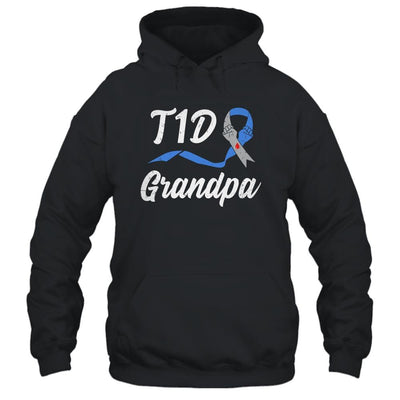 T1D Grandpa Type 1 Diabetes Awareness Gift-T-Shirt & Hoodie-Pullover Hoodie-Black