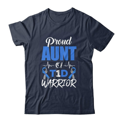 T1D Proud Aunt Diabetes Awareness Type 1 Insulin Pancreas-T-Shirt & Hoodie-Classic T-Shirt-Navy
