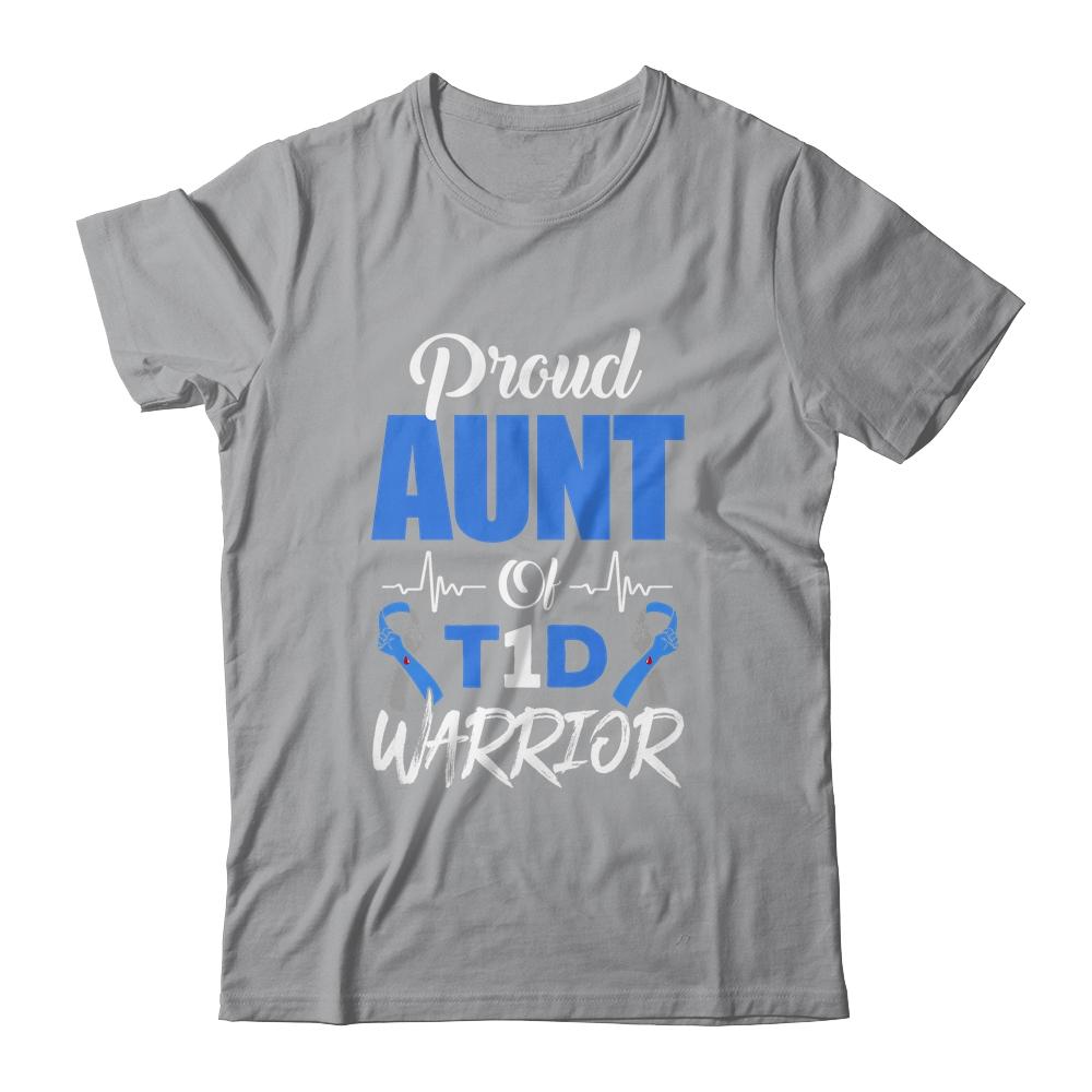 T1D Proud Aunt Diabetes Awareness Type 1 Insulin Pancreas-T-Shirt & Hoodie-Classic T-Shirt-Sport Grey