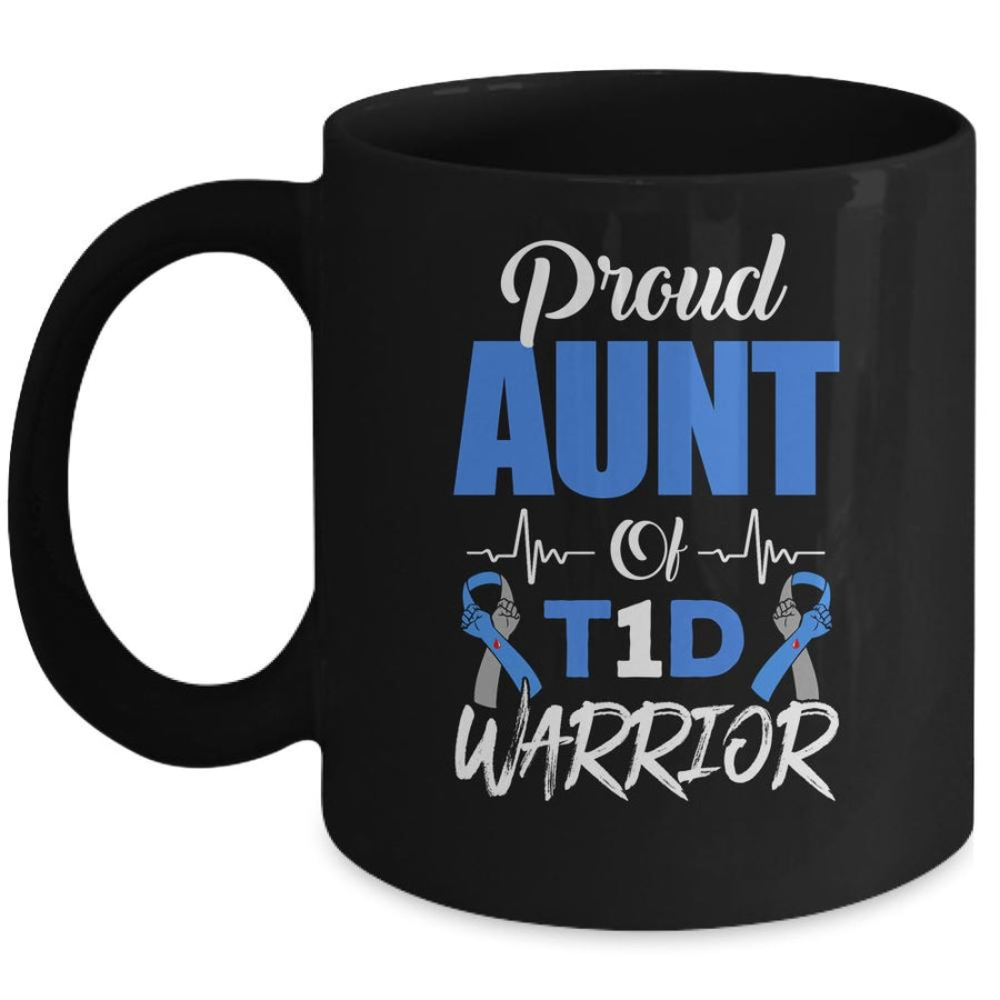 T1D Proud Aunt Diabetes Awareness Type 1 Insulin Pancreas Mug-Coffee Mug-Mug-Black