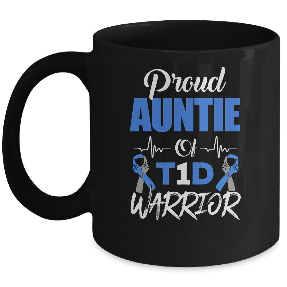 T1D Proud Auntie Diabetes Awareness Type 1 Insulin Pancreas Mug-Coffee Mug-Mug-Black