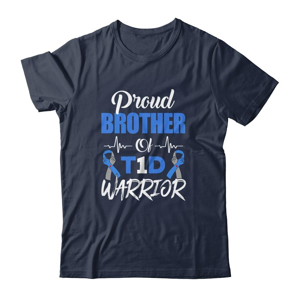T1D Proud Brother Diabetes Awareness Type 1 Insulin Pancreas-T-Shirt & Hoodie-Classic T-Shirt-Navy