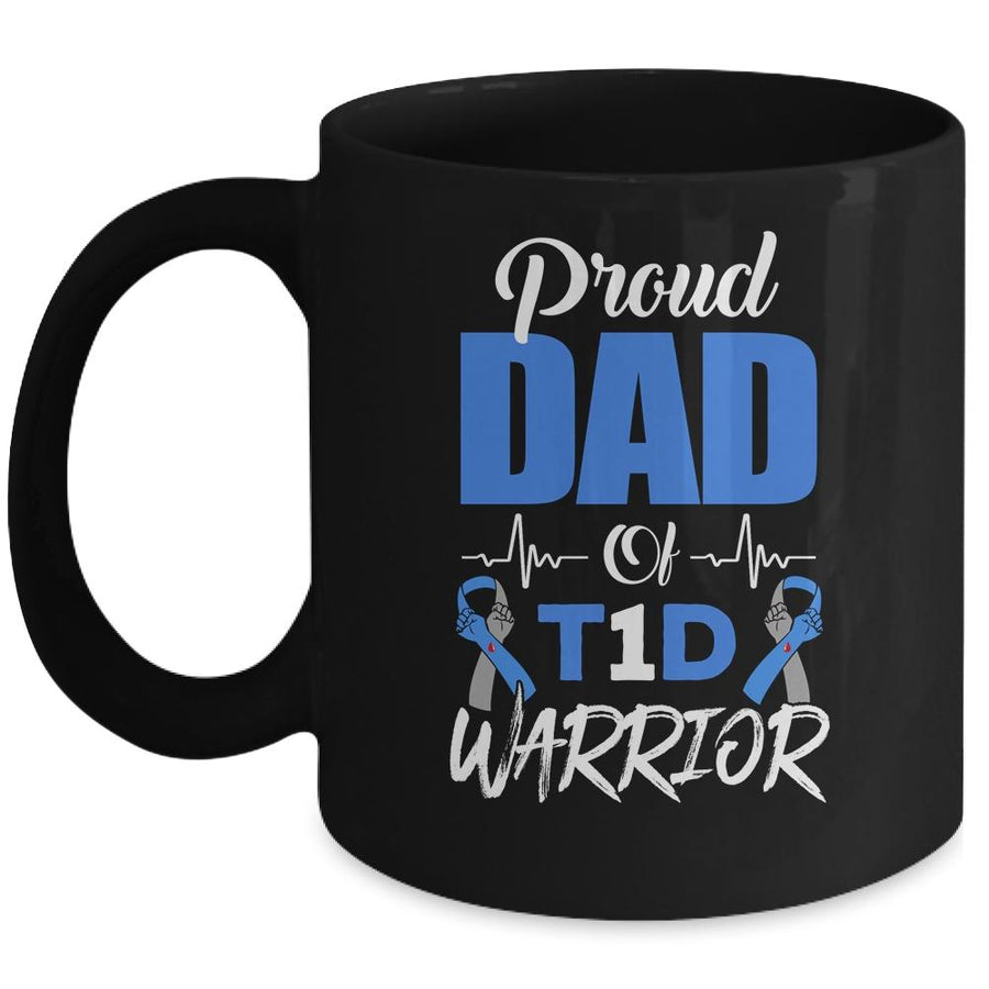 T1D Proud Dad Diabetes Awareness Type 1 Insulin Pancreas Mug-Coffee Mug-Mug-Black