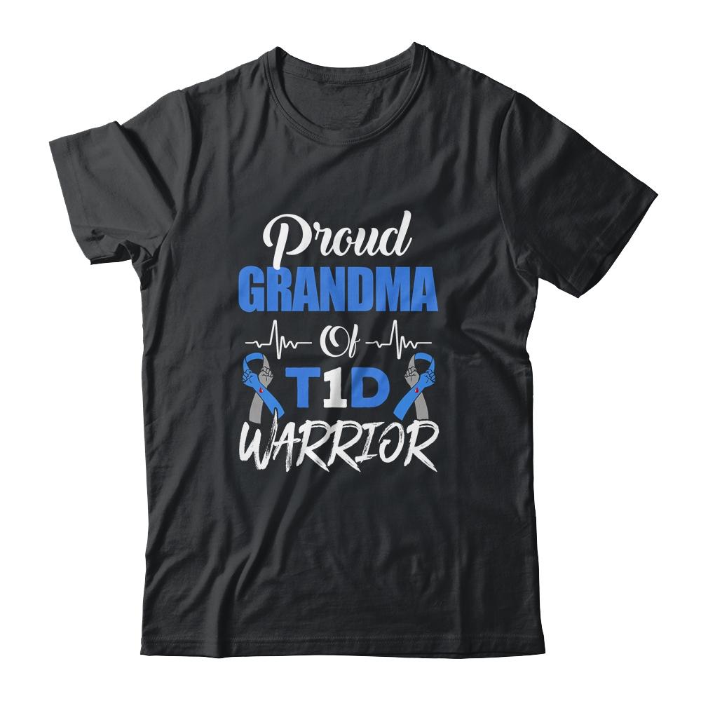 T1D Proud Grandma Diabetes Awareness Type 1 Insulin Pancreas-T-Shirt & Hoodie-Classic T-Shirt-Black