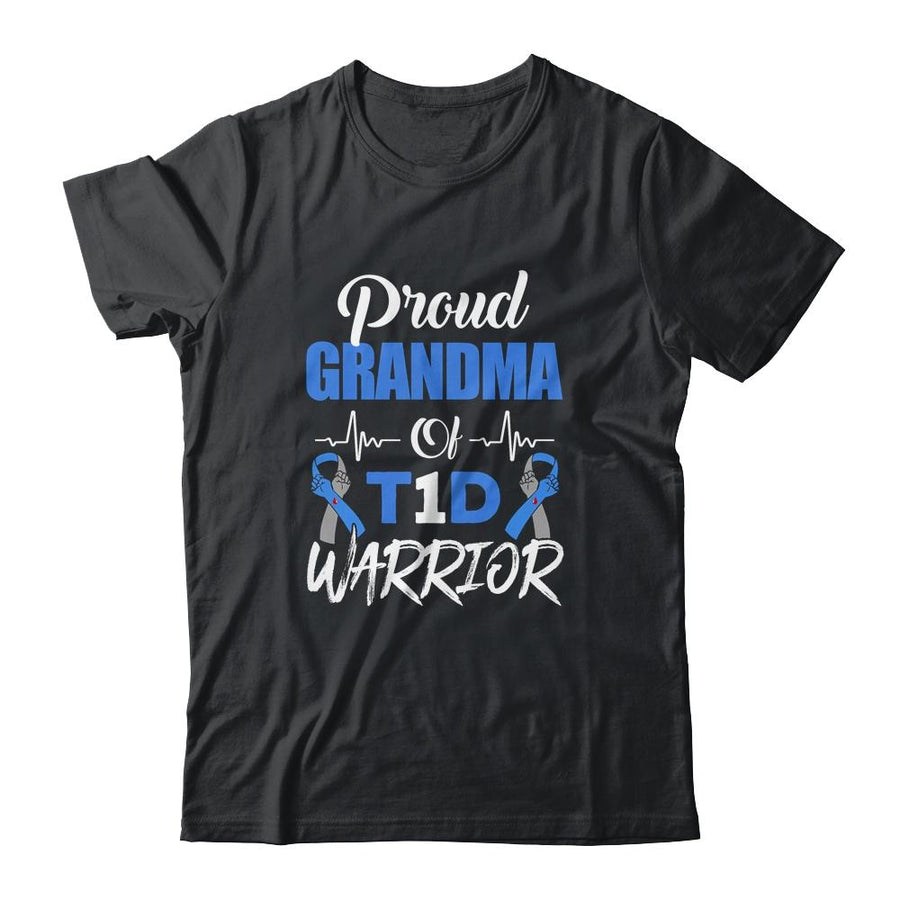 T1D Proud Grandma Diabetes Awareness Type 1 Insulin Pancreas-T-Shirt & Hoodie-Classic T-Shirt-Black