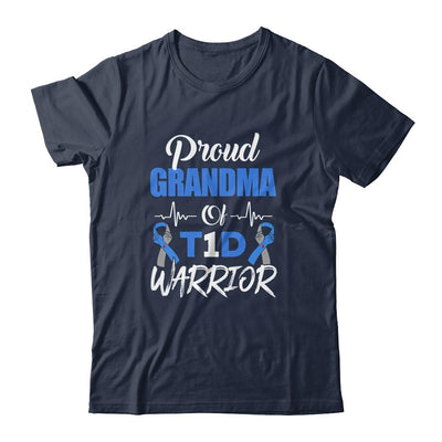 T1D Proud Grandma Diabetes Awareness Type 1 Insulin Pancreas-T-Shirt & Hoodie-Classic T-Shirt-Navy
