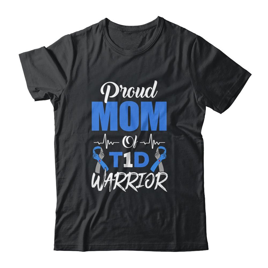 T1D Proud Mom Diabetes Awareness Type 1 Insulin Pancreas-T-Shirt & Hoodie-Classic T-Shirt-Black