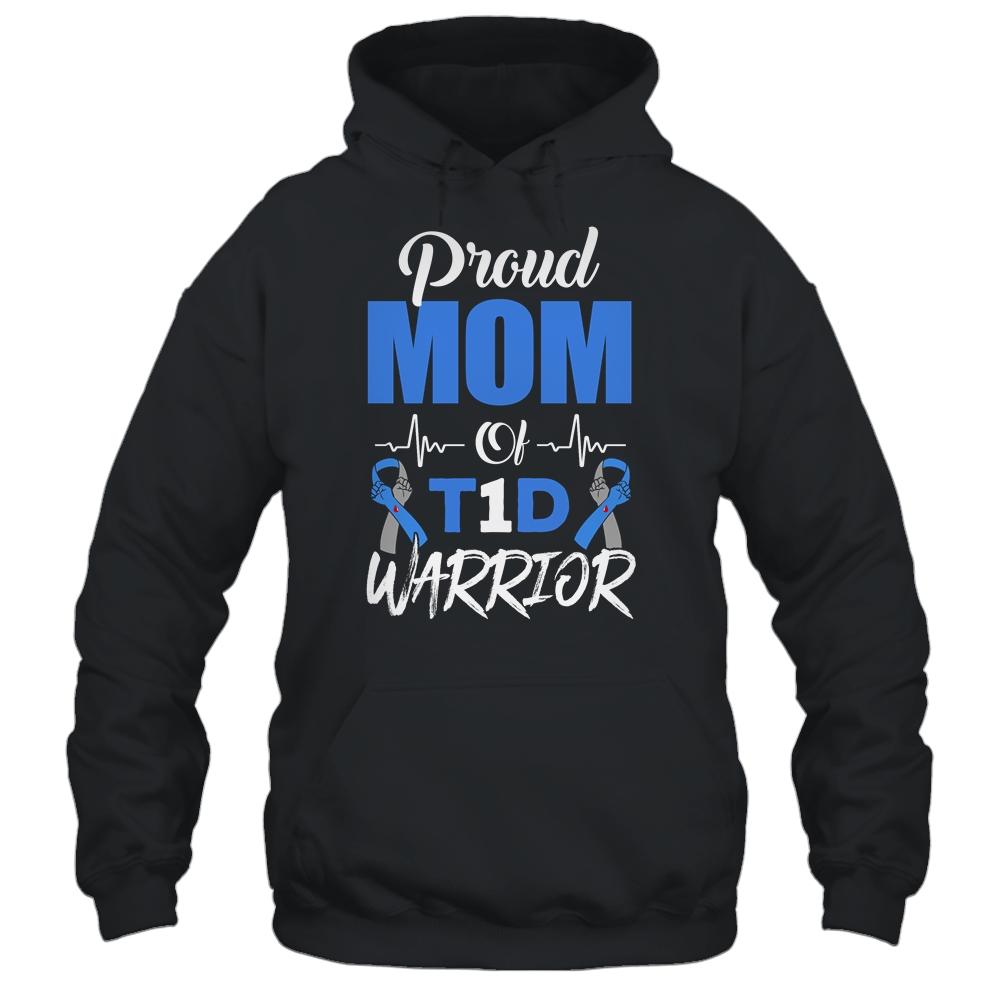 T1D Proud Mom Diabetes Awareness Type 1 Insulin Pancreas-T-Shirt & Hoodie-Pullover Hoodie-Black