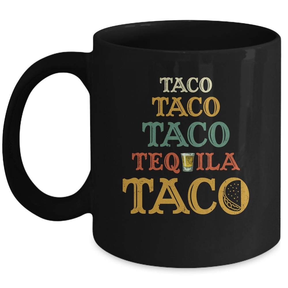 Taco Tequila Retro Cinco De Mayo Mexican Food Drinking Mug-Coffee Mug-Mug-Black