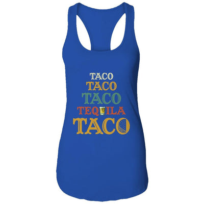 Taco Tequila Retro Cinco De Mayo Mexican Food Drinking-T-Shirt & Tank Top-Women's Ideal Racerback Tank-Royal