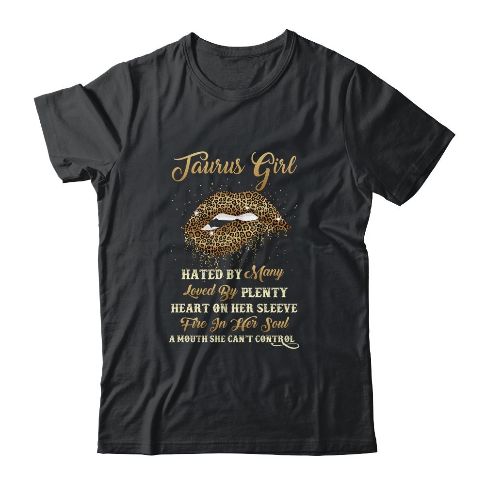 Taurus Girl Birthday Funny Leopard Lips Women-T-Shirt & Tank Top-Classic T-Shirt-Black
