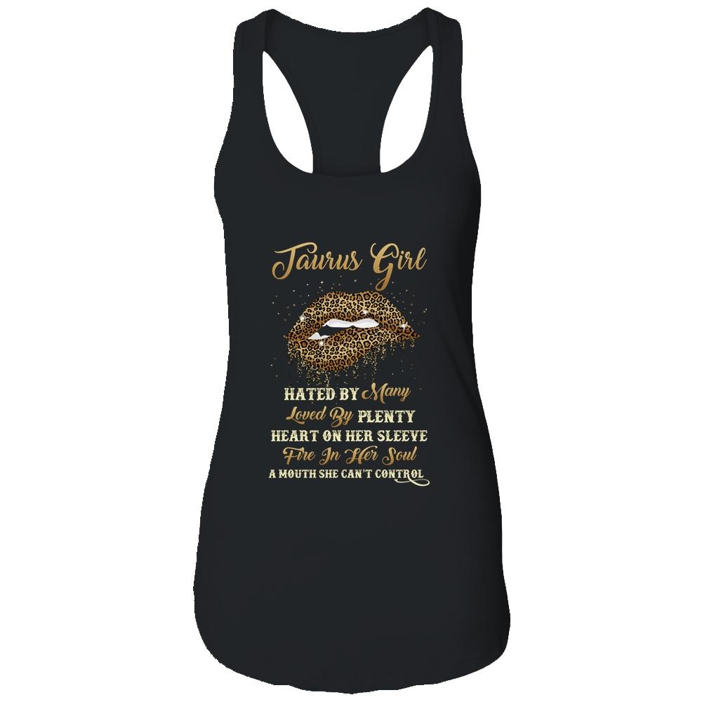 Taurus Girl Birthday Funny Leopard Lips Women-T-Shirt & Tank Top-Women's Ideal Racerback Tank-Black