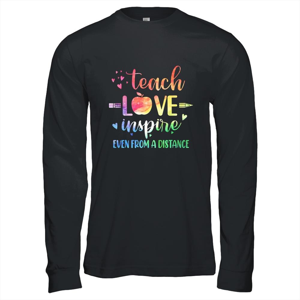 Teach Love Inspire Even From A Distance Teacher Virtual-T-Shirt & Hoodie-Long Sleeve T-Shirt-Black