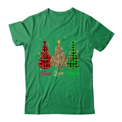 Teach Love Inspire Teacher Christmas Tree Red Plaid Leopard-T-Shirt & Sweatshirt-Classic T-Shirt-Irish Green