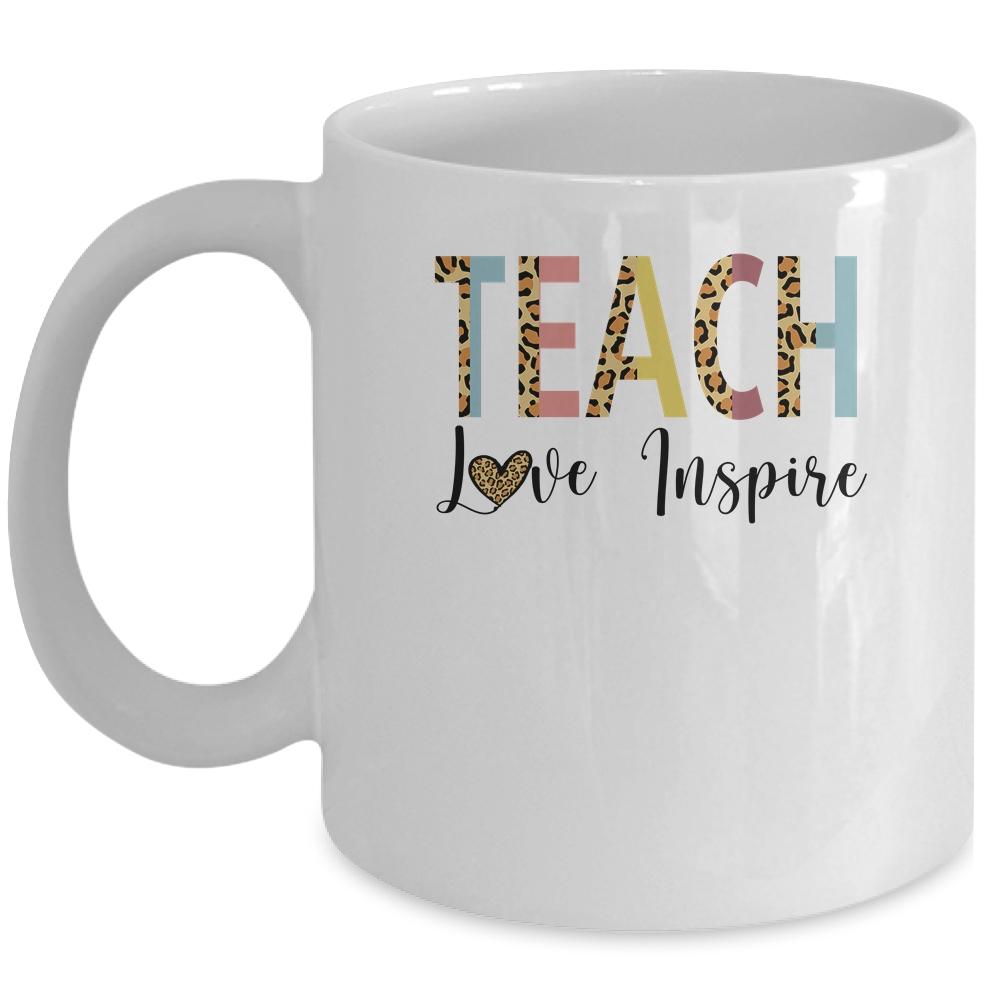 Teach Love Inspire Teacher Leopard Print Mug