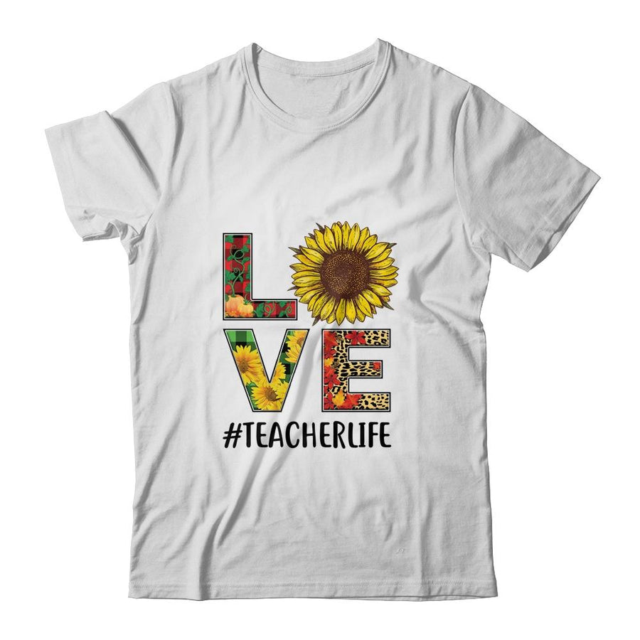 Teacher Life Sunflower Autumn Love Graphic Teacher Life-T-Shirt & Tank Top-Classic T-Shirt-White