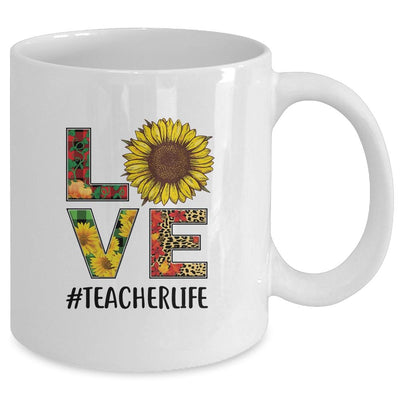 Teacher Life Sunflower Autumn Love Graphic Teacher Life Mug-Coffee Mug-Mug-White