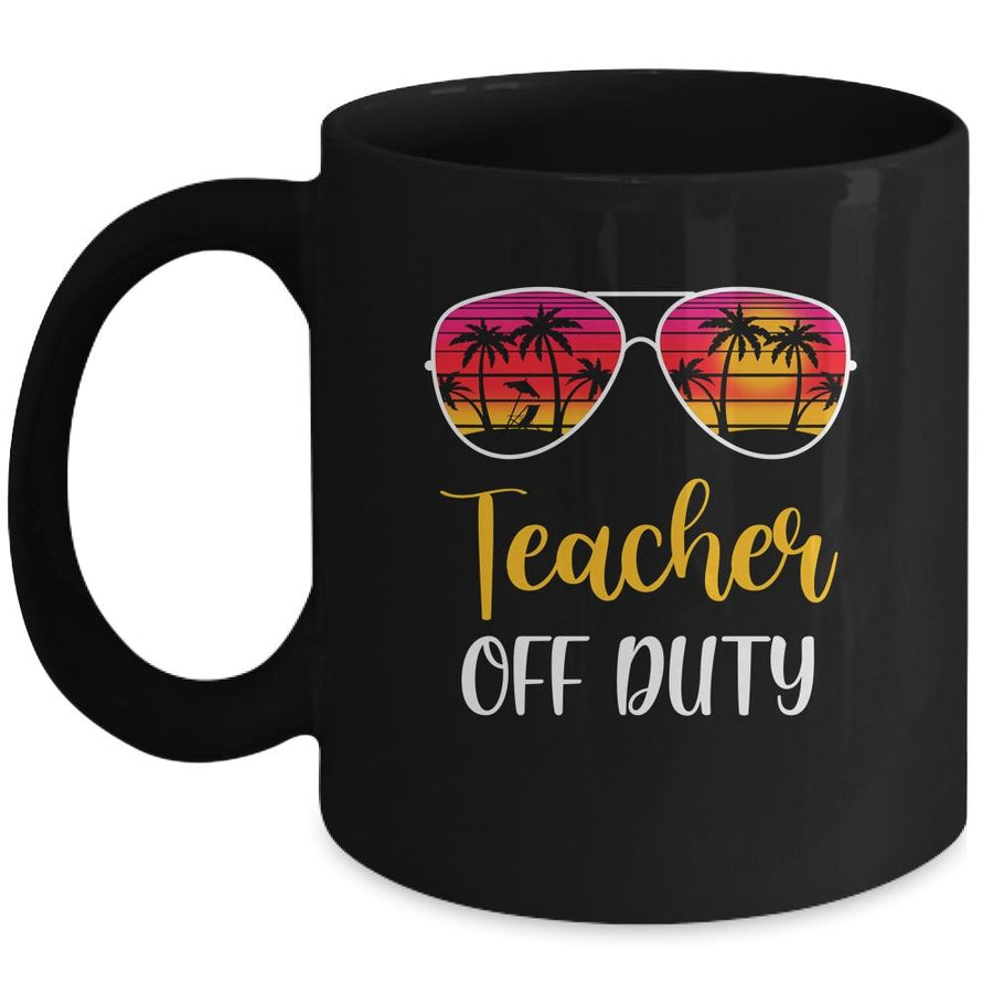 Teacher Off Duty Sunglasses Beach Sunset Mug-Coffee Mug-Mug-Black