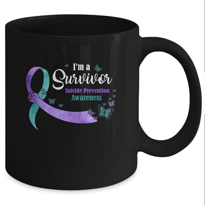 Teal Purple Butterfly I'm A Survivor Suicide Prevention Awareness Mug-Coffee Mug-Mug-Black