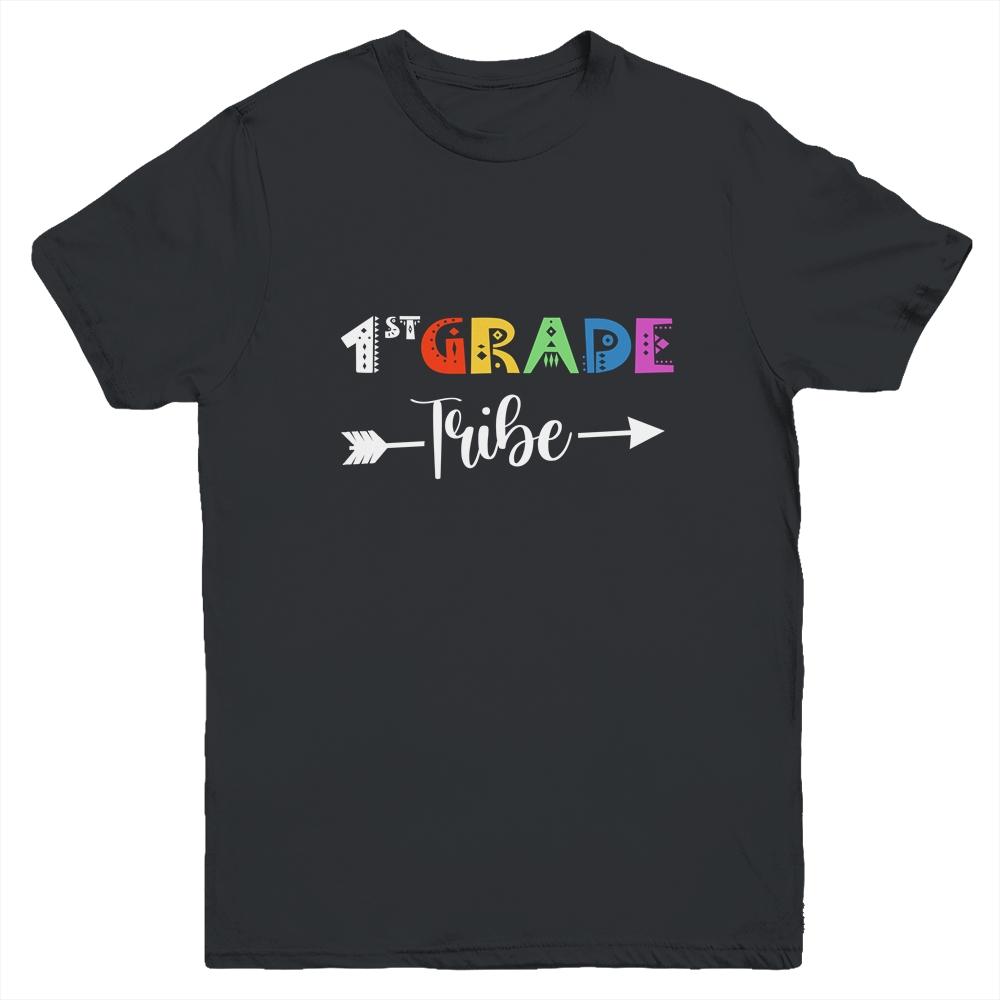 Team 1st First Grade Tribe Back To School Funny Teacher Youth-Youth Shirt-Youth T-Shirt-Black