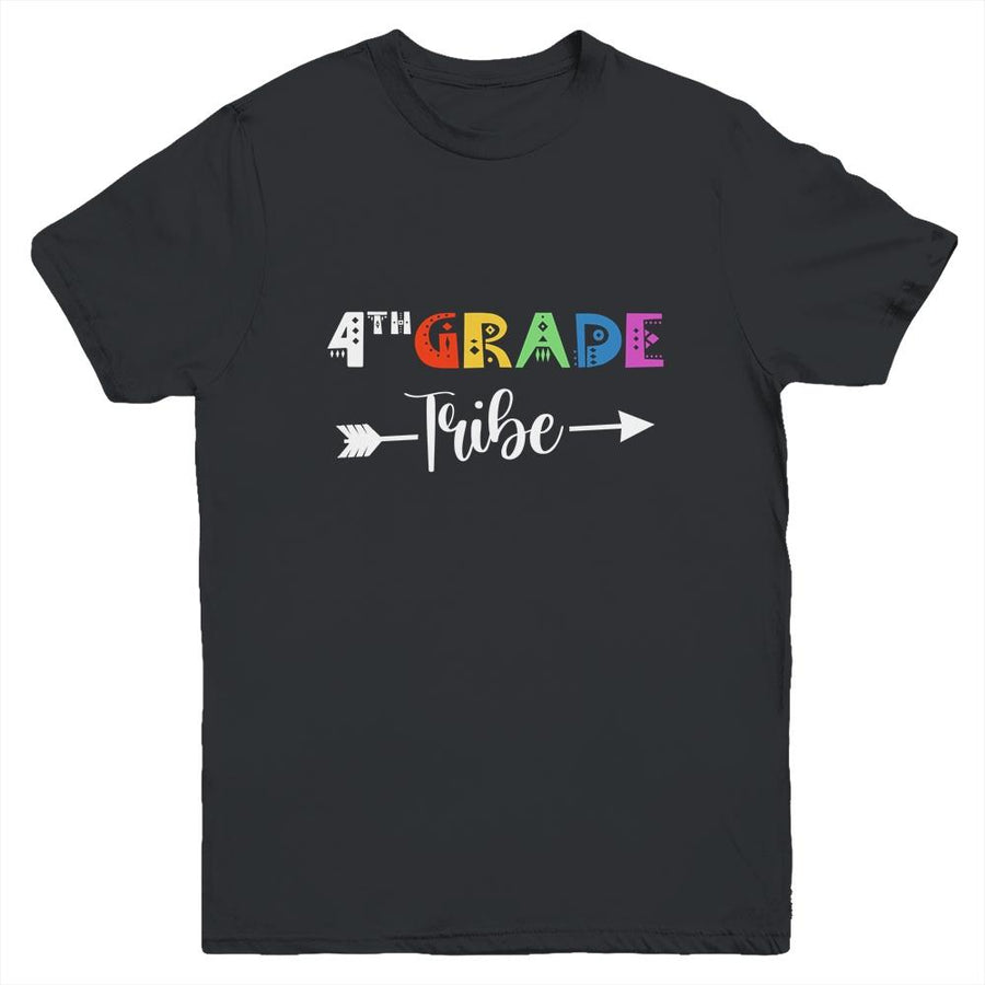 Team 4th Fourth Grade Tribe Back To School Funny Teacher Youth-Youth Shirt-Youth T-Shirt-Black