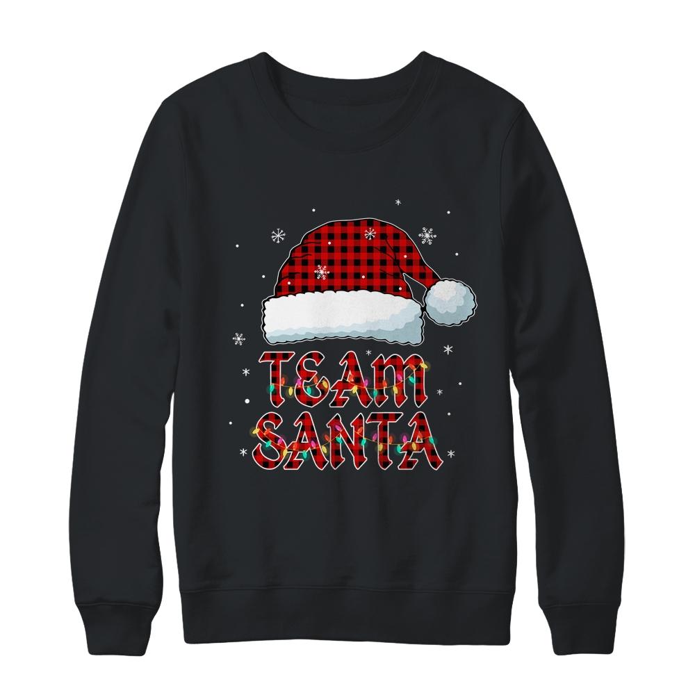 Team Santa Red Plaid Claus Hat Christmas-T-Shirt & Sweatshirt-Crewneck Sweatshirt-Black