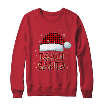 Team Santa Red Plaid Claus Hat Christmas-T-Shirt & Sweatshirt-Crewneck Sweatshirt-Red