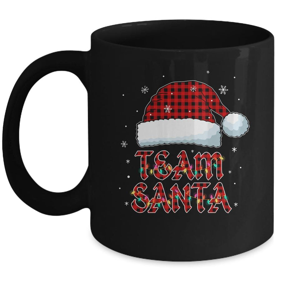 Team Santa Red Plaid Claus Hat Christmas Mug-Coffee Mug-Mug-Black