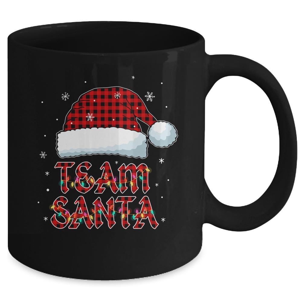 Team Santa Red Plaid Claus Hat Christmas Mug-Coffee Mug-Mug-Black