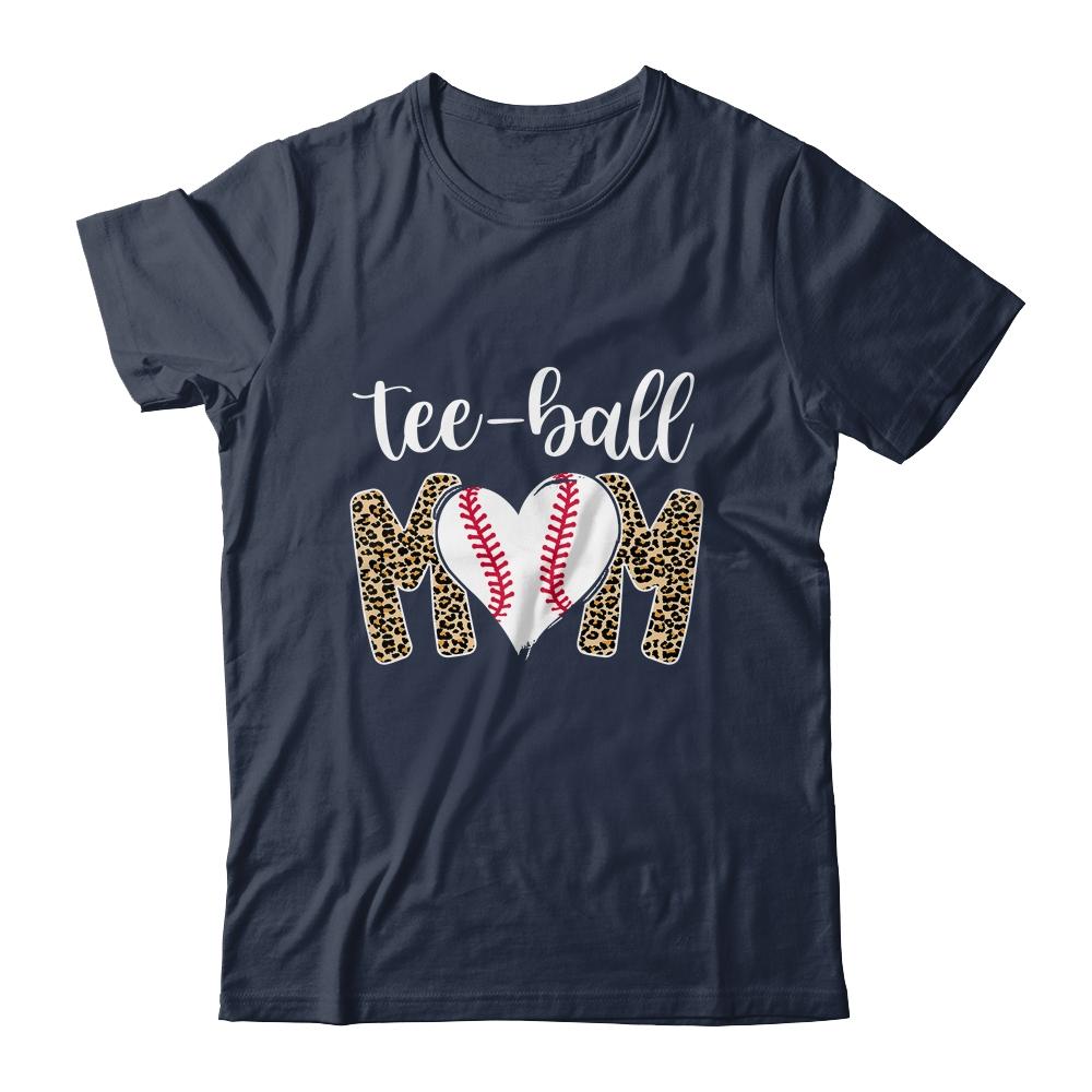 Teeball Mom Leopard Funny Tee-Ball Mom Mother's Day-T-Shirt & Tank Top-Classic T-Shirt-Navy