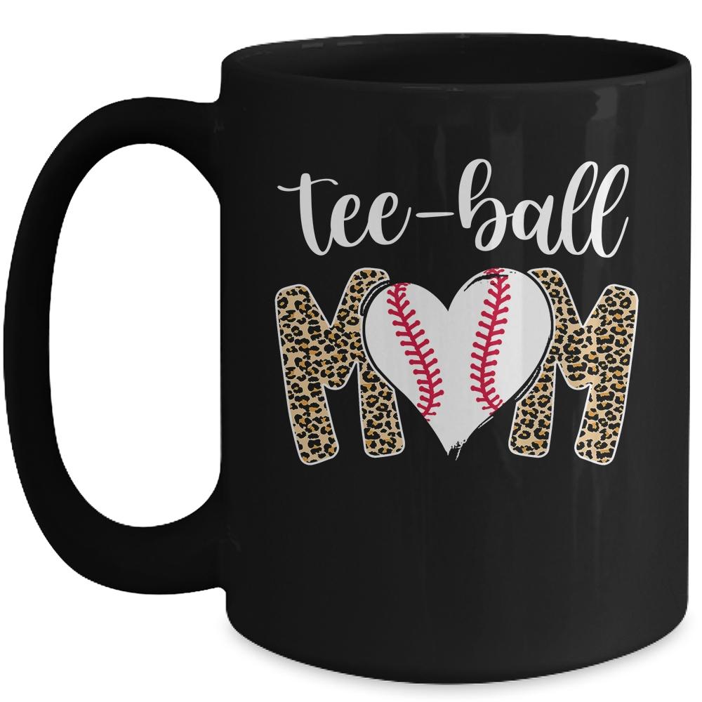 Teeball Mom Leopard Funny Tee-Ball Mom Mother's Day Mug-Coffee Mug-Mug-Black