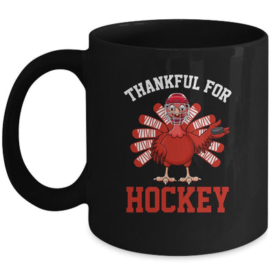 Thankful For Hockey Turkey Thanksgiving Mug-Coffee Mug-Mug-Black