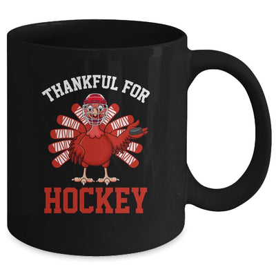 Thankful For Hockey Turkey Thanksgiving Mug-Coffee Mug-Mug-Black
