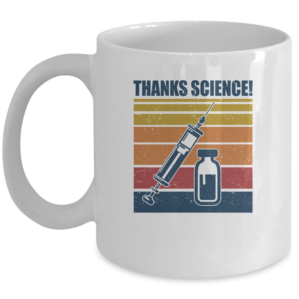 Thanks Science Pro Vaccine Vaccination Retro Vintage Mug-Coffee Mug-Mug-White