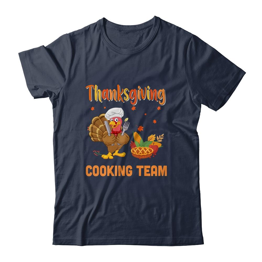 Thanksgiving Cooking Team Thankful Blessed Dinner Turkey-T-Shirt & Hoodie-Classic T-Shirt-Navy