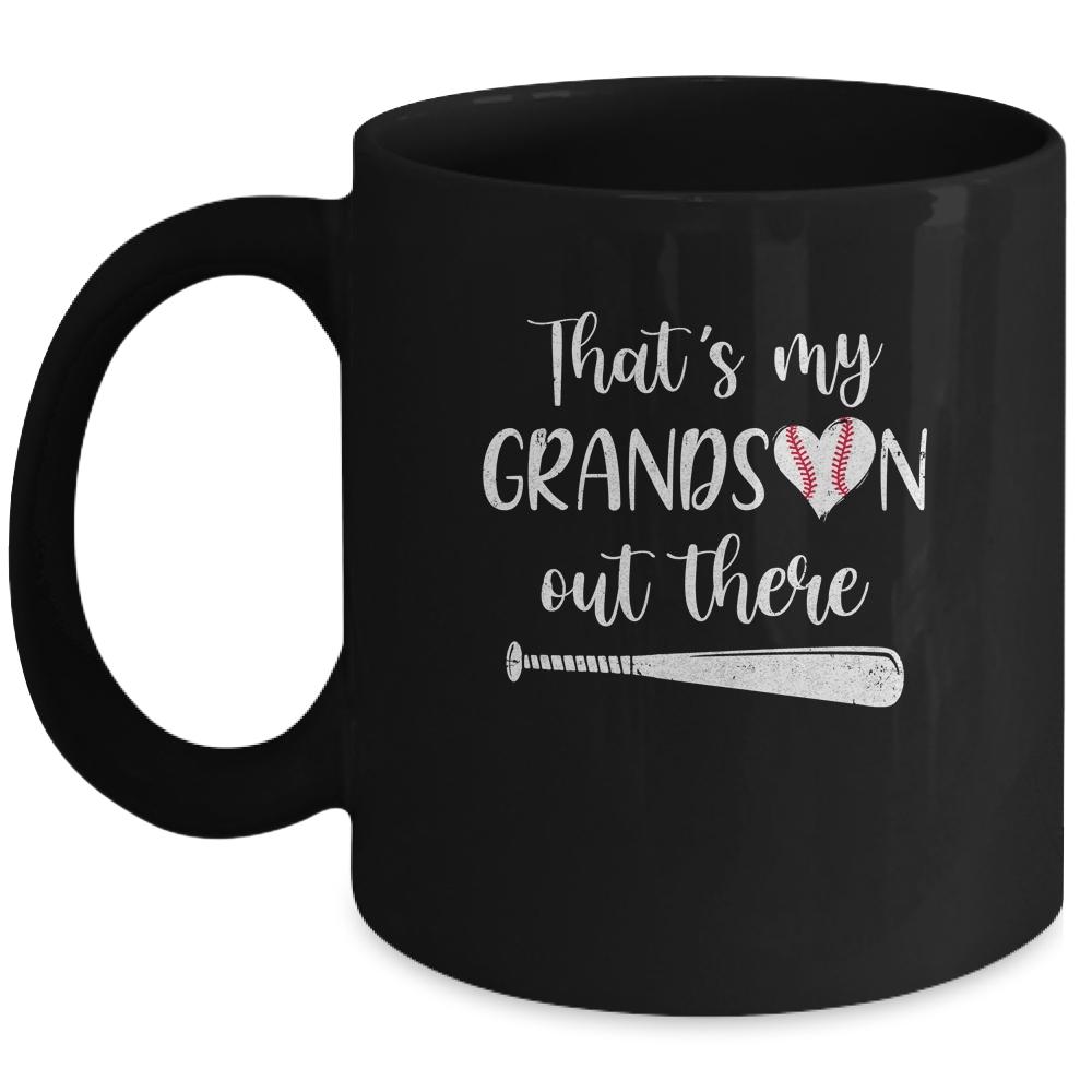 That's My Grandson Out There Baseball Grandma Nana Mug-Coffee Mug-Mug-Black