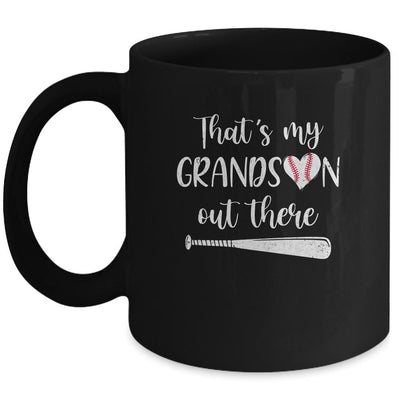 That's My Grandson Out There Baseball Grandma Nana Mug-Coffee Mug-Mug-Black
