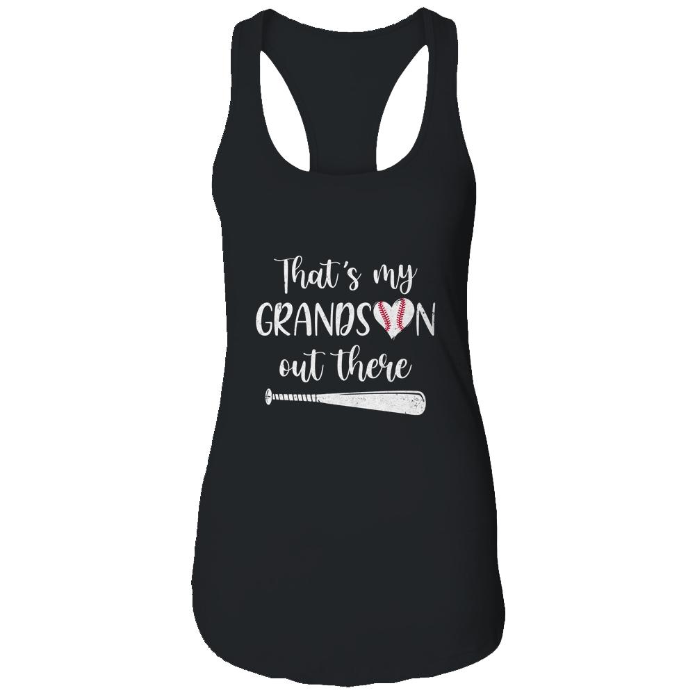 That's My Grandson Out There Baseball Grandma Nana-T-Shirt & Tank Top-Women's Ideal Racerback Tank-Black