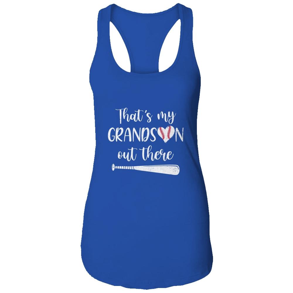 That's My Grandson Out There Baseball Grandma Nana-T-Shirt & Tank Top-Women's Ideal Racerback Tank-Royal