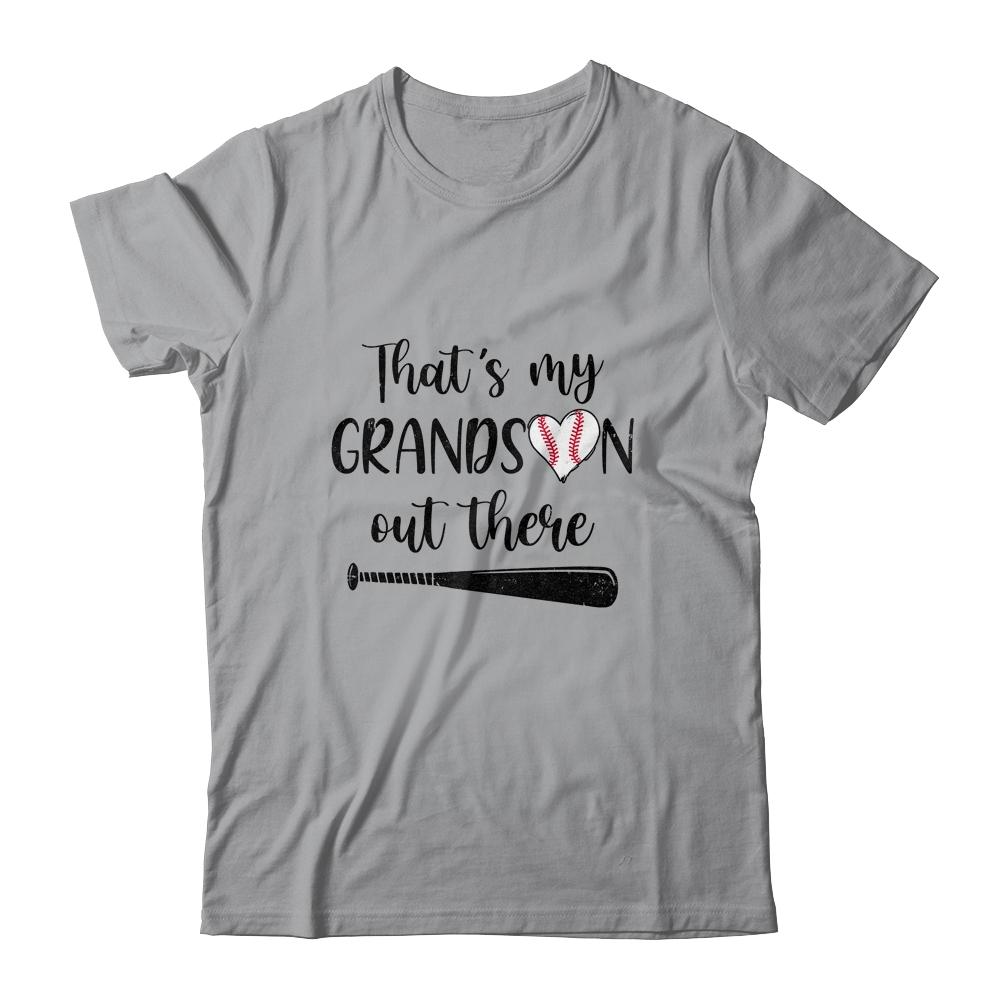 That's My Grandson Out There Grandma Nana Baseball-T-Shirt & Tank Top-Classic T-Shirt-Sport Grey
